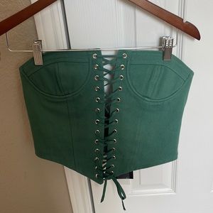 Lioness Green lace up corset